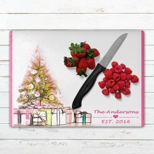 Personalized Handmade Holiday Glass Cutting Board